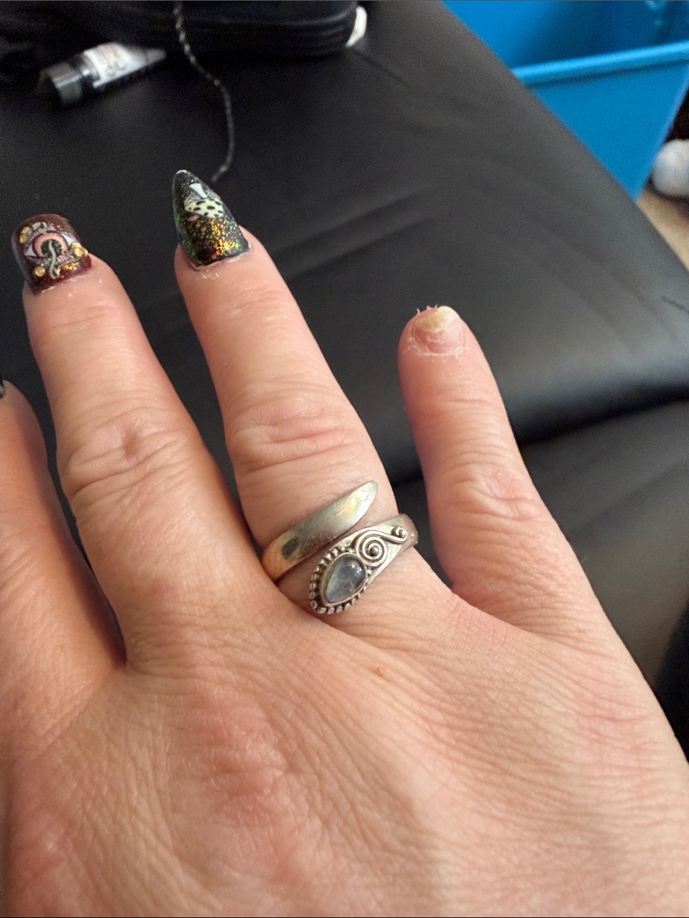 Sterling Silver Teardrop Moonstone Wrap Ring - Women Jewelry